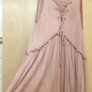 Sage Blush Mauve Pink Boho Corset Peplum Flowy Tank Top M